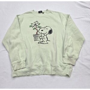 Peanuts Green Crewneck Fleece Snoopy Sweatshirt Size XL